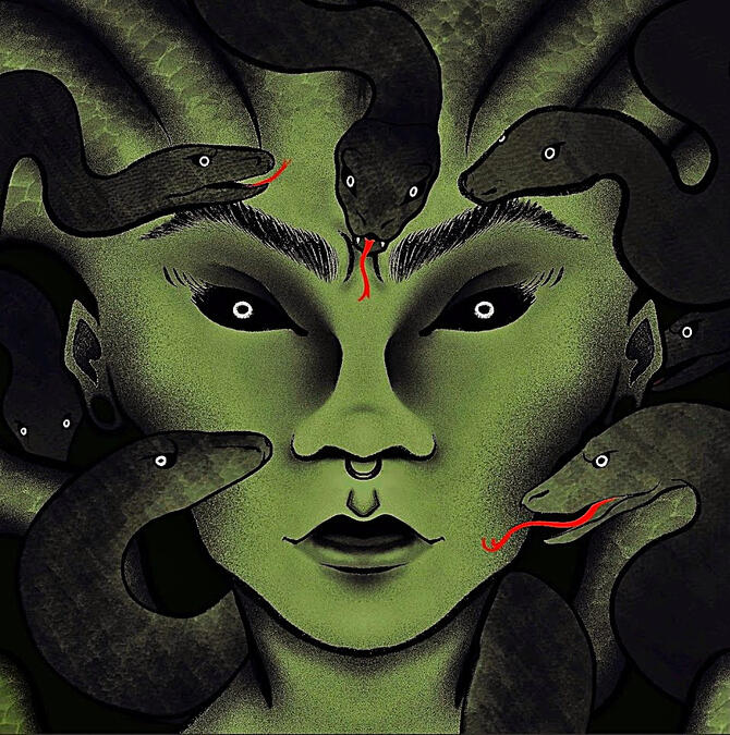 Medusa (Sage) | 8x8 | Moab Bright paper w/ 1/2 inch white border