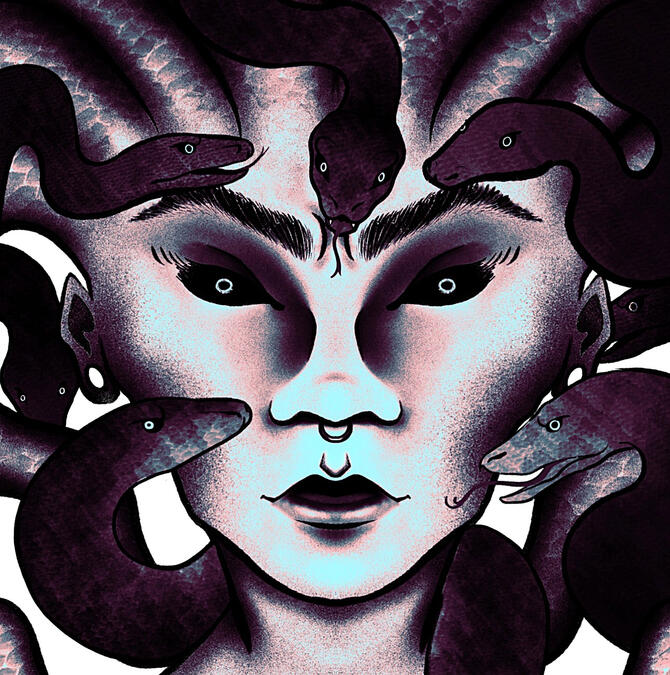 Medusa (Negative) | 8x8 | Moab Bright paper w/ 1/2 inch white border