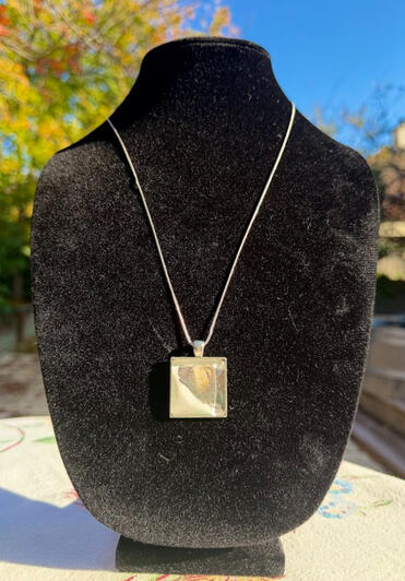 Badger Silver Square Pendant. 24&quot; non-adjustable chain. 1&quot; x 1&quot;