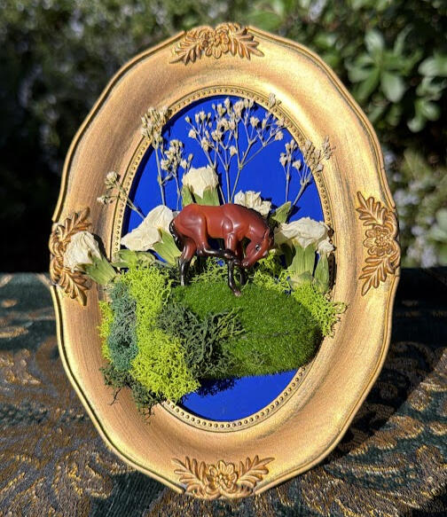 Lone Foal | real pressed carnation, faux moss