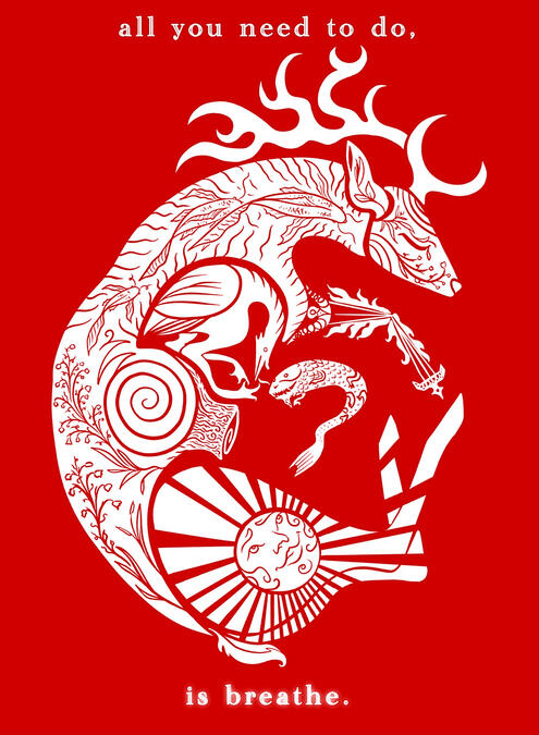 Breathe (Red) | 8x11 | Moab Bright paper w/ 1/2 inch white border