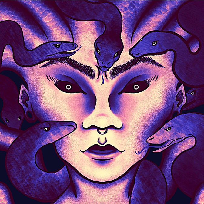 Medusa (Amethyst) | 8x8 | Moab Bright paper w/ 1/2 inch white border
