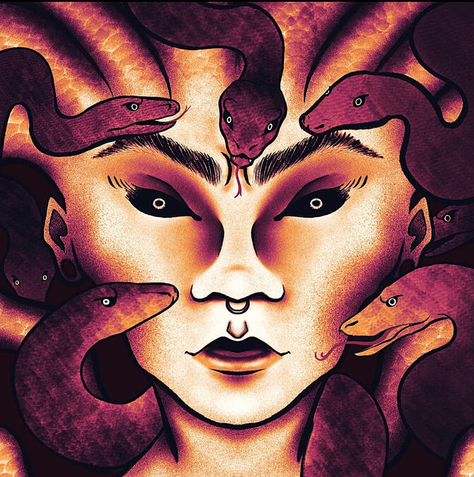 Medusa (Bronze) | 8x8 | Moab Bright paper w/ 1/2 inch white border