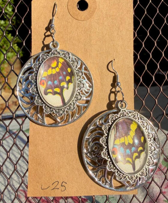 Swallowtail Wings. Silver fish hooks. Approx 1.5&quot; in width &amp; length w/ some weight to them! $25